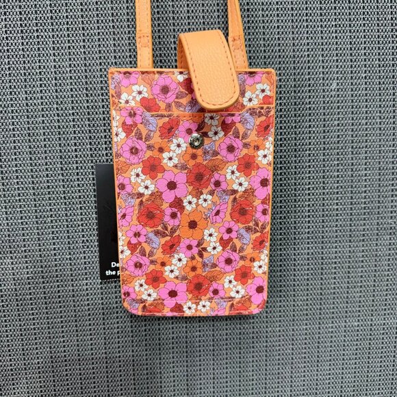 No Boundaries Square Phone Crossbody Peach Jelly Floral Design One Size - Picture 1 of 7